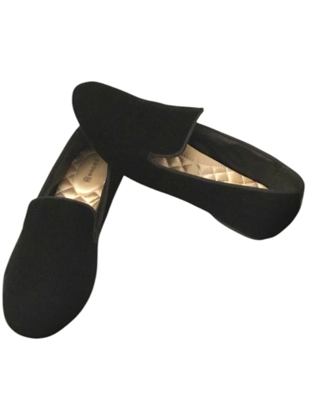BIRDIES The Starling Black Velvet Flats Modern Luxurious Slip-ons Size-10